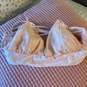 Pink Lace Bikini Top